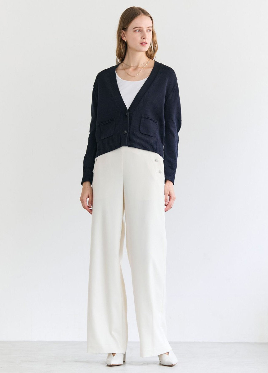 短版口袋針織開襟衫